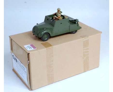 A CJB Military Models 1:32 scale white metal and resin hand crafted model of a standard beaver rat armoured car comprising of