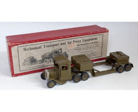 A Britains No. 1641 under slung lorry with driver, late 1930s issue comprising of tractor unit with 8 wheel trailer finished 