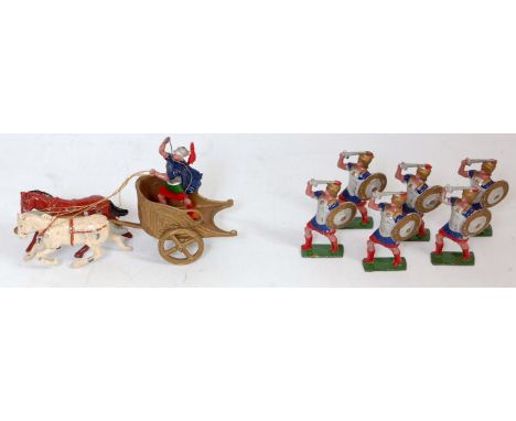 A John Hilco Quo Vadis Roman horse drawn chariot with six additional Roman figures, loose example (VG)