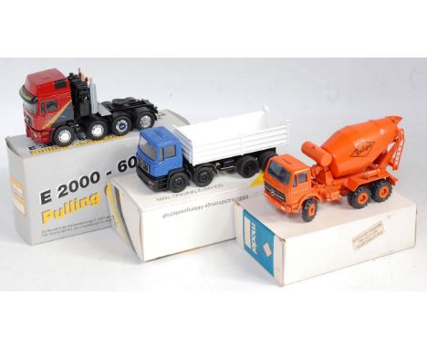 Three various boxed Conrad and Gescha 1/50 scale construction diecast to include a Gescha Readymix Mercedes Man concrete mixe