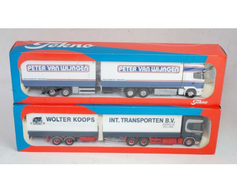 A Tekno 1:50 scale boxed Road Haulage diecast group to include a Peter van Wijngen Scania 144L 530 Topline rigid tractor unit