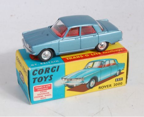 Corgi Toys, No. 252 Rover 2000 metallic light blue, red interior, tiny factory flaw on bonnet (NM,BNM)