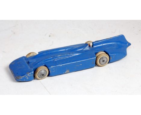 A Britains No. 1400 Blue Bird Speed Record Car comprising of two piece casting with blue body and white driver with silver en