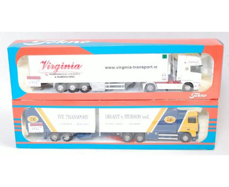 A Tekno 1/50 scale boxed road haulage diecast group, two examples to include a Dinant v. Iterson Model No. 7908 Man TGA XXL r