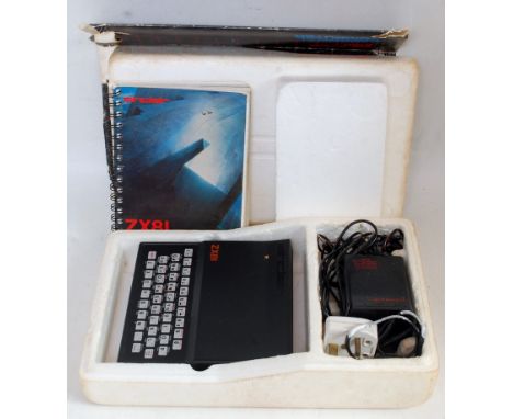 A boxed original Sinclair ZX81, housed in the original polystyrene packaging, with sleeve, also sold with instruction manual