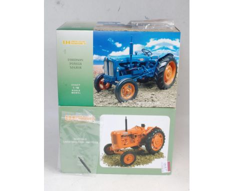 A Universal Hobbies 1:16 scale boxed diecast tractor group, to include a Fordson Power Major, and a Nuffield Universal 4DM 19