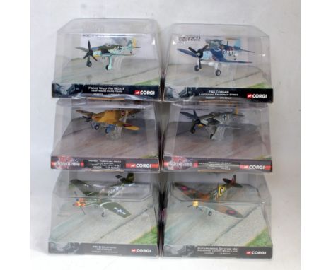 A Corgi Aviation Archive 1/72 scale WWII Legends boxed aircraft group, six examples to include Ref. Nos. 34303, AA32009, AA32