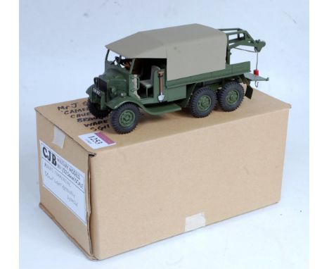 A CJB Military Models 1:32 scale white metal and resin hand crafted model of a Morris 30 CWT CDF light recovery truck compris