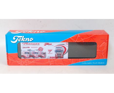 A Tekno 1/50 scale model No. 9829A Trainor Transport Scania R620 Topline V8 tractor unit with livestock trailer, limited edit