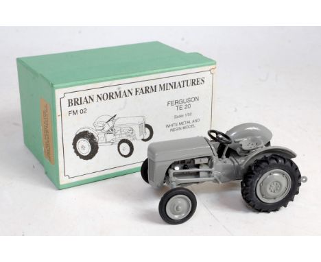 A Brian Norman farm miniature 1/32 scale white metal and resin model of a Ferguson TE20 tractor, in the original all-card lab