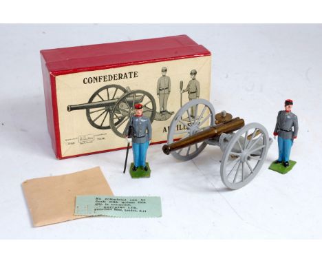 A Britains No. 2058 American Civil War Confederate Artillery field gun with two man crew, sold in the original labelled all-c