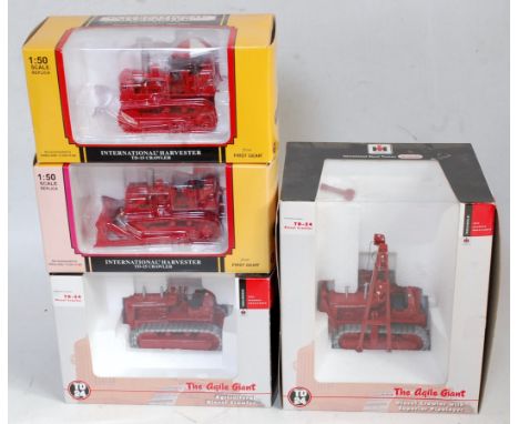 A First Gear and Speccast 1/50 scale boxed International Crawler Construction vehicle group to include a First Gear TD15 craw