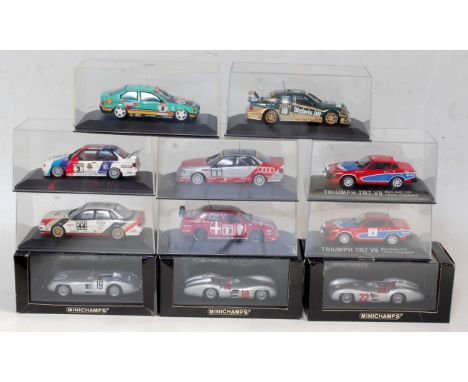 11 various boxed and plastic cased Minichamps 1/43 scale diecasts, some examples missing card outer packaging, examples to in