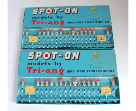 Two boxed as issued Spot On 1/42 scale road sign presentation sets, both examples appear complete and sold in the original li