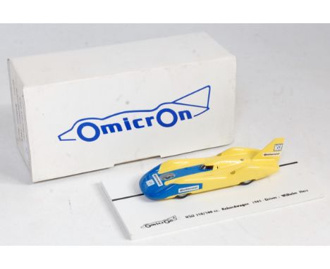 An Omicron of Italy resin factory built 1/43 scale model of a 1965 NSU 500cc landspeed record car, limited edition example in