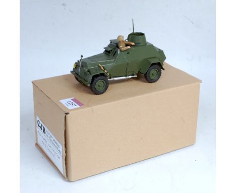 A CJB Military Models 1:32 scale white metal and resin hand crafted model of a 1940 Humber light Recce car Mk2 (Ironside) com