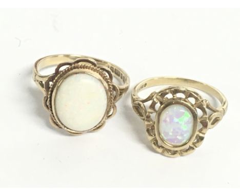 9 carat gold Opal set rings size O, L. 5.2g Postage category A