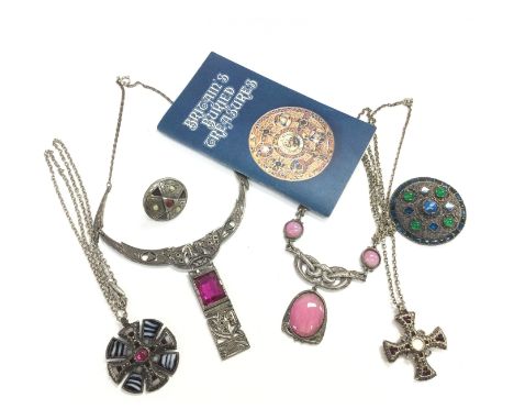 Celtic design jewellery including necklaces, brooch, ring and a vintage Britains Buried Treasures guide. Postage category A