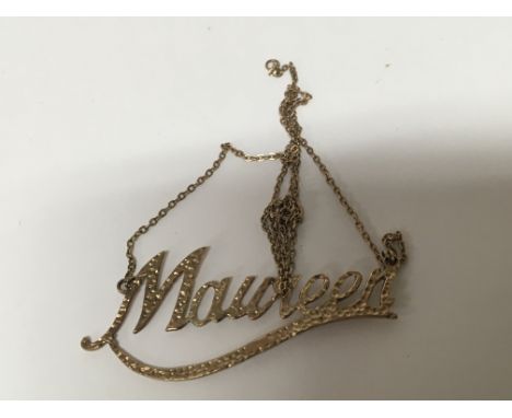 A 9carat gold Maureen pendent with attached chain. Weight 5g