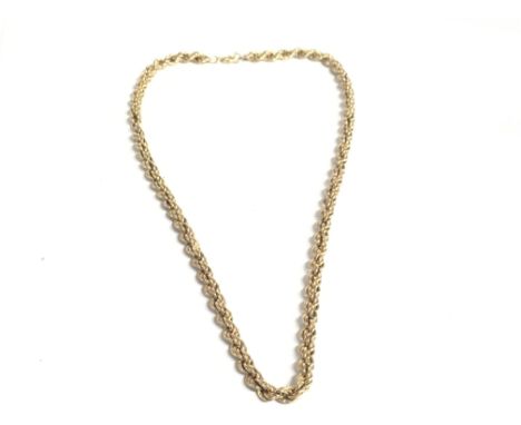 A 9 carat gold rope chain necklace , 14 grams in total. Postage category A