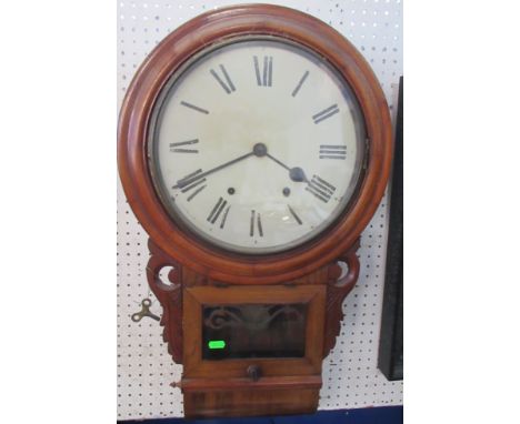 A 19th century rosewood drop dial wall clock