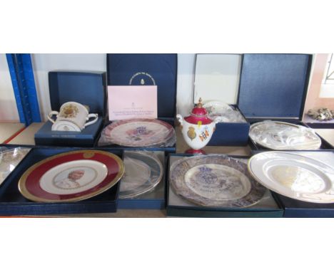 A collection of boxed Royal Worcester wall plates and other Royal Worcester china
