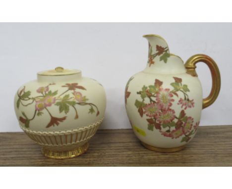 A Royal Worcester gilt ivory pot pourri, lacking outer cover and with blush ivory associated inner cover, height 5.5ins, and 