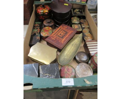 A collection of patch boxes, boxes, including lacquer and cloisonne examples