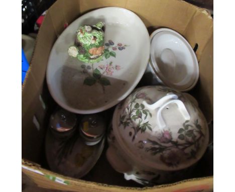 A box of assorted china including Port Meirion&nbsp; and Royal Worcester&nbsp;