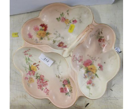 A Royal Worcester blush ivory hors d'oeuvres dish, width 11ins