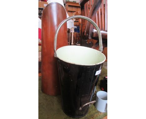 Two Vintage coal scuttles TOGETHER WITH A&nbsp; PRIMITIVE STOOL AND STICK STAND