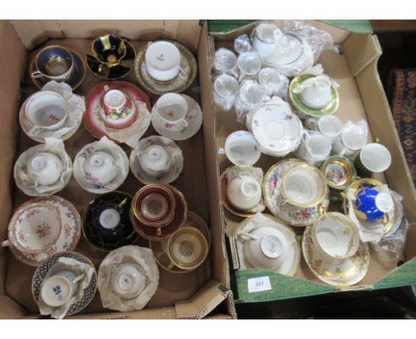 Two boxes of cabinet cups and saucers, including continental examples