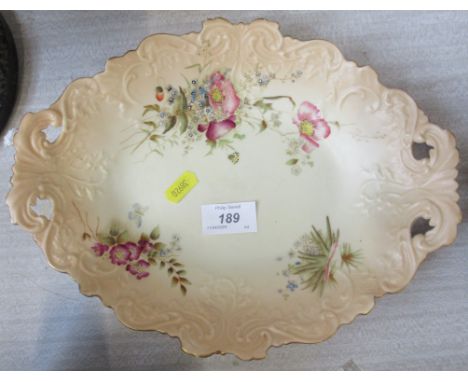 A Royal Worcester blush ivory dish, decorated with flowers, width 11ins&nbsp;