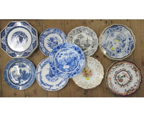 A collection of 19th century plates including Mason, Spode etc