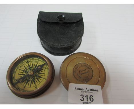 Stanley brass compass in case