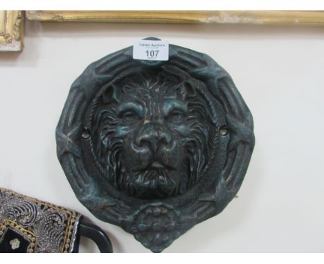 Large cast iron lion door knocker