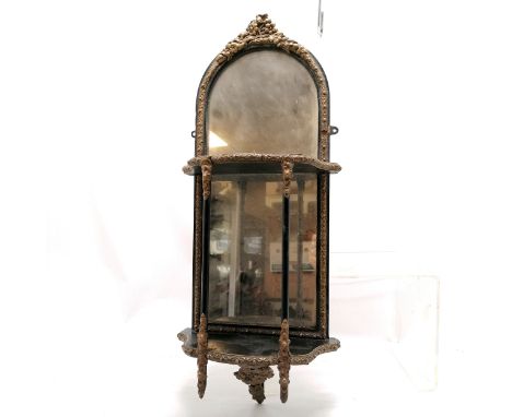 Antique mirrored wall shelf with gilt gesso decoration - 65cm high x 27cm across x 13cm deep with some losses 