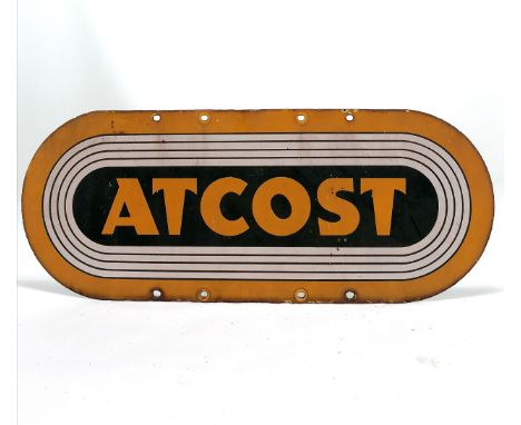 Atcost original enamel sign - 76cm x 30cm &amp; slight frittering to edge 