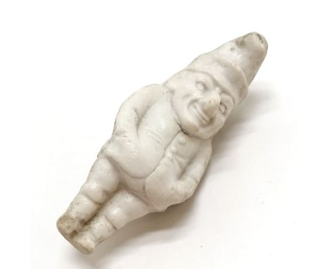 Novelty antique Punch whistle in parian / bisque ware - 7.5cm &amp; has losses to 1 foot &amp; slight a/f to mouthpiece other