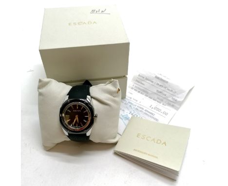 Escada Naomi quartz mid-size wristwatch (in unworn condition) with original booklet / purchase receipt / box - needs battery 