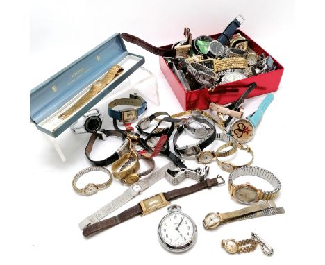 Qty of manual wind wristwatches inc Art Deco gents Bulova curvex style in gold plated case (missing winder), Smiths pocket wa
