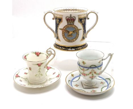 Spode Battle of Britain loving cup - 11cm high &amp; 10cm diameter t/w 2 cabinet cups 