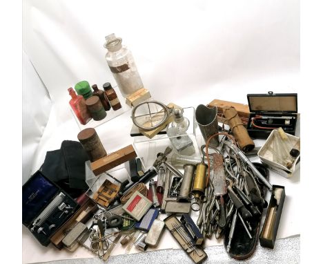 Large collection / lot of surgical &amp; medical tools / instruments etc inc cased otoscope, antique saw etc 