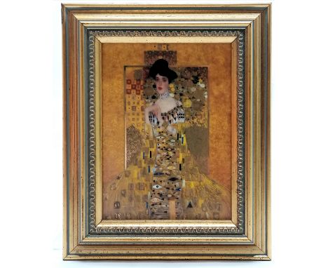 Goebel framed porcelain plaque of Gustav Klimt 'Adele Bloch Bauer' - 21cm x 17cm ~ no obvious damage 
