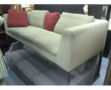 CHARLES SOFA, by Antonia Citterio for B&B Italia (1997) in a green upholstery with crimson scatter cushions on die-cast, brus