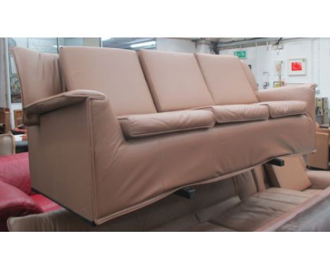 LAURIANA SOFA, by Afra and Tobia Scarpa for B&B Italia, three seater, tanned leather, 82cm x 220cm x 82cm. (with slight fault