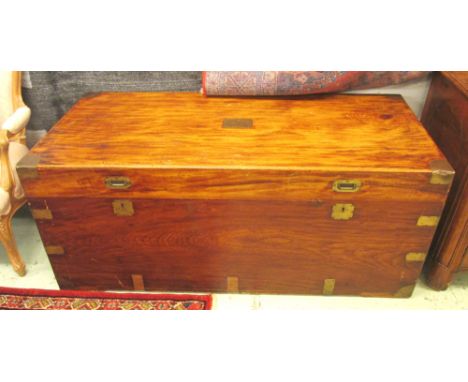 TRUNK, 19th century camphorwood and brass bound of large proportions with a rectangular rising top and carrying handles, 154c