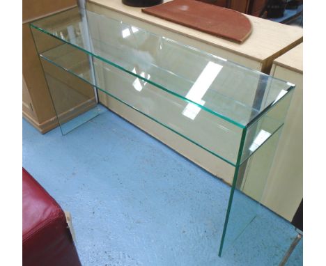 TEMPERED GLASS CONSOLE TABLE, by Greenapple, 125cm x 30cm x 75.5cm. (retail in excess of £500)
