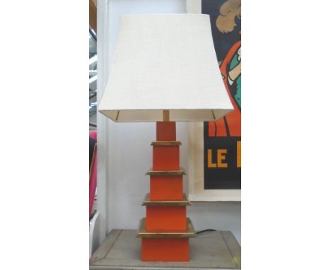TABLE LAMP, from Jonathan Adler, cost £895 new, of stepped form with shade, overall height 83cm.  