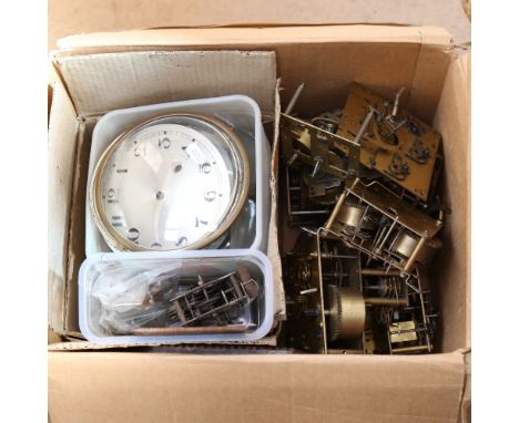 A quantity of Vintage clock parts, including movements, glasses etc (boxful) 